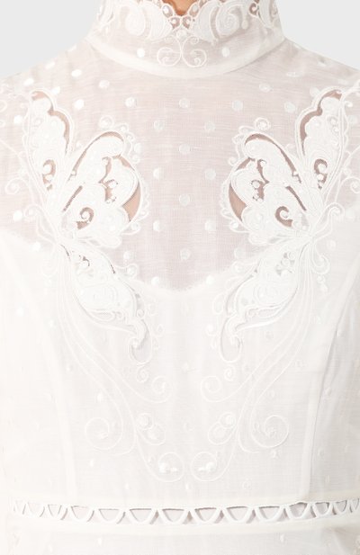 Платье из смеси льна и шелка ZIMMERMANN белого цвета по цене 342500 руб., арт. 7674DSUP, фото 5 Платье из смеси льна и шелка ZIMMERMANN, арт. 7674DSUP, фото 5
