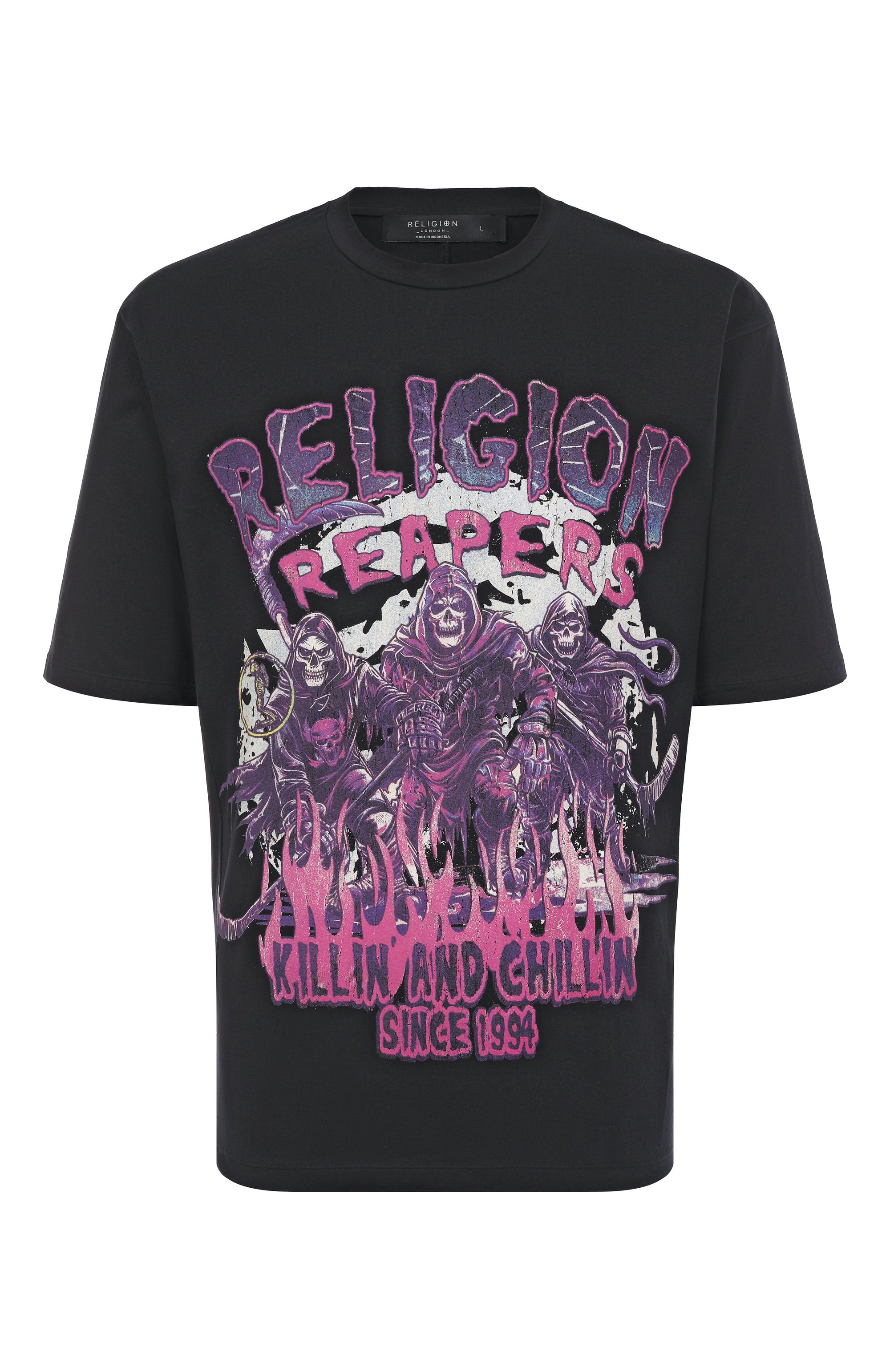 Хлопковая футболка RELIGION черного цвета по цене 6830 руб., арт. 15BRPN97, фото 1 Хлопковая футболка RELIGION, арт. 15BRPN97, фото 1