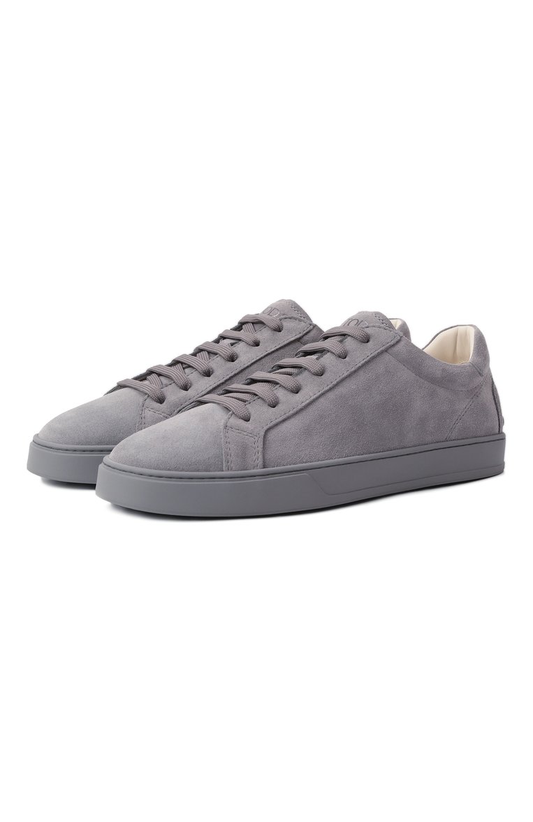 Мужские замшевые кеды TOD’S серого цвета, арт. XXM04L0HZ40RE0 | Фото 1 (Материал внутренний: Натуральная кожа; Материал утеплителя: Без утеплителя; Материал внешний: Замша, Натуральная кожа; Стили: Классический; Кросс-КТ: Низкие; Подошва: Плоская)