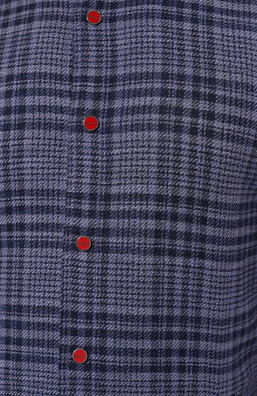 Рубашка из шерсти и шелка Kiton UMCMARK0643C Синий  UMCMARK0643C Фото 5