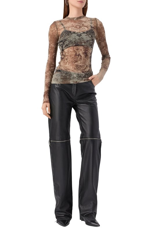 Кожаные брюки Blumarine 2L090A Чёрный  2L090A Фото 2