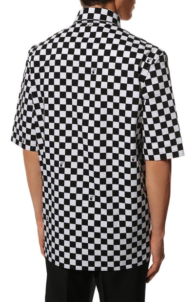 Хлопковая рубашка OFF-WHITE черно-белого цвета по цене 64900 руб., арт. 0MGA216S22FAB002, фото 4 Хлопковая рубашка OFF-WHITE, арт. 0MGA216S22FAB002, фото 4
