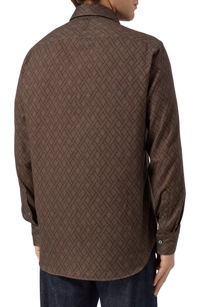 Хлопковая рубашка CANALI темно-коричневого цвета по цене 63900 руб., арт. CSL7079/GL03681, фото 4 Хлопковая рубашка CANALI, арт. CSL7079/GL03681, фото 4