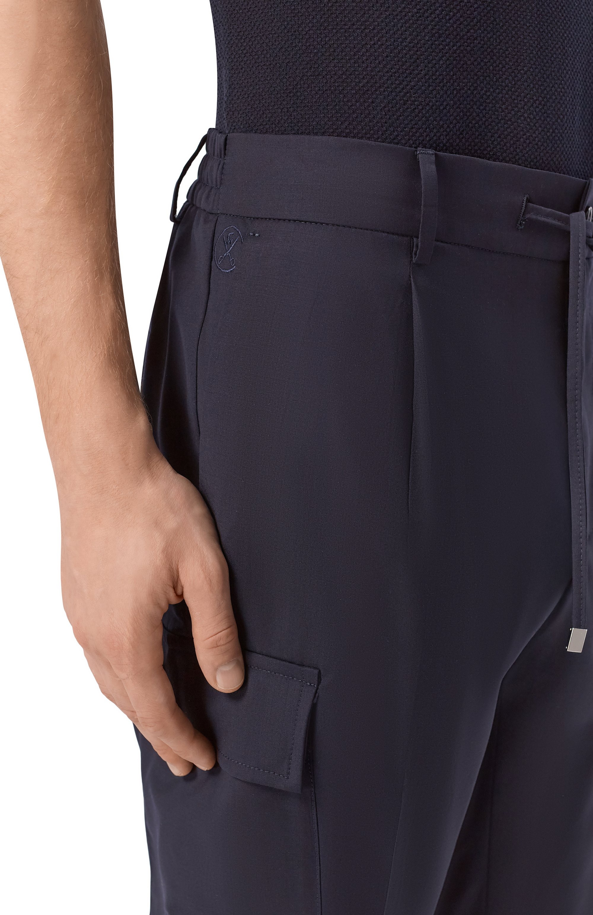 Шерстяные брюки-карго ANDREA CAMPAGNA темно-синего цвета по цене 69850 руб., арт. SPIAGGIA 1P CARG0/RD1750, фото 5 Шерстяные брюки-карго ANDREA CAMPAGNA, арт. SPIAGGIA 1P CARG0/RD1750, фото 5