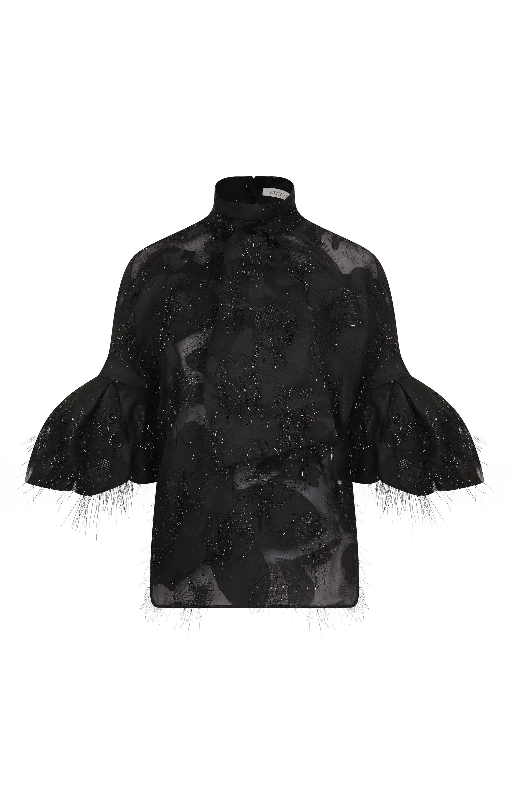 Блузка NINA RICCI черного цвета по цене 164000 руб., арт. 25PCT0016/PL0476, фото 1 Блузка NINA RICCI, арт. 25PCT0016/PL0476, фото 1