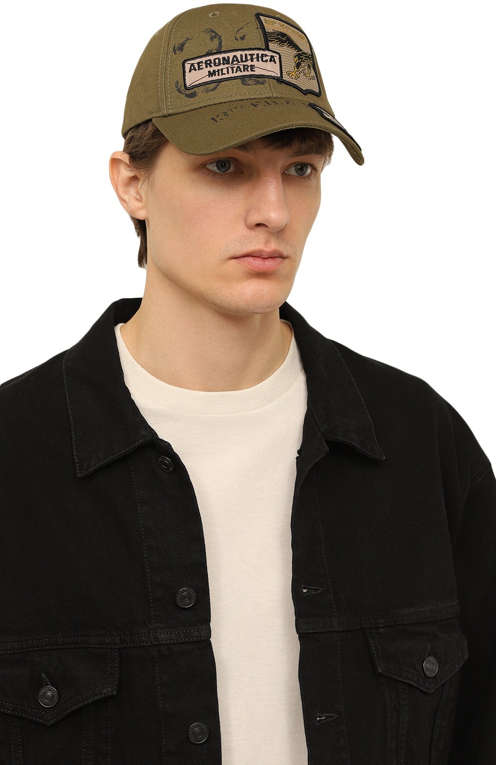 Хлопковая бейсболка AERONAUTICA MILITARE хаки цвета по цене 12300 руб., арт. 222HA1118CT3043, фото 2 Хлопковая бейсболка AERONAUTICA MILITARE, арт. 222HA1118CT3043, фото 2