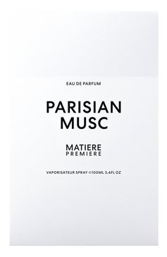 Парфюмерная вода parisian musc (100ml) MATIERE PREMIERE бесцветного цвета, арт. 3770007317193 | Фото 2 (Косметика кросс-кт: Парфюмерия У; Региональные ограничения белый список (Axapta Mercury): Не проставлено; Нос: Не проставлено; Тип продукта - парфюмерия: Парфюмерная вода; Ограничения доставки: flammable)