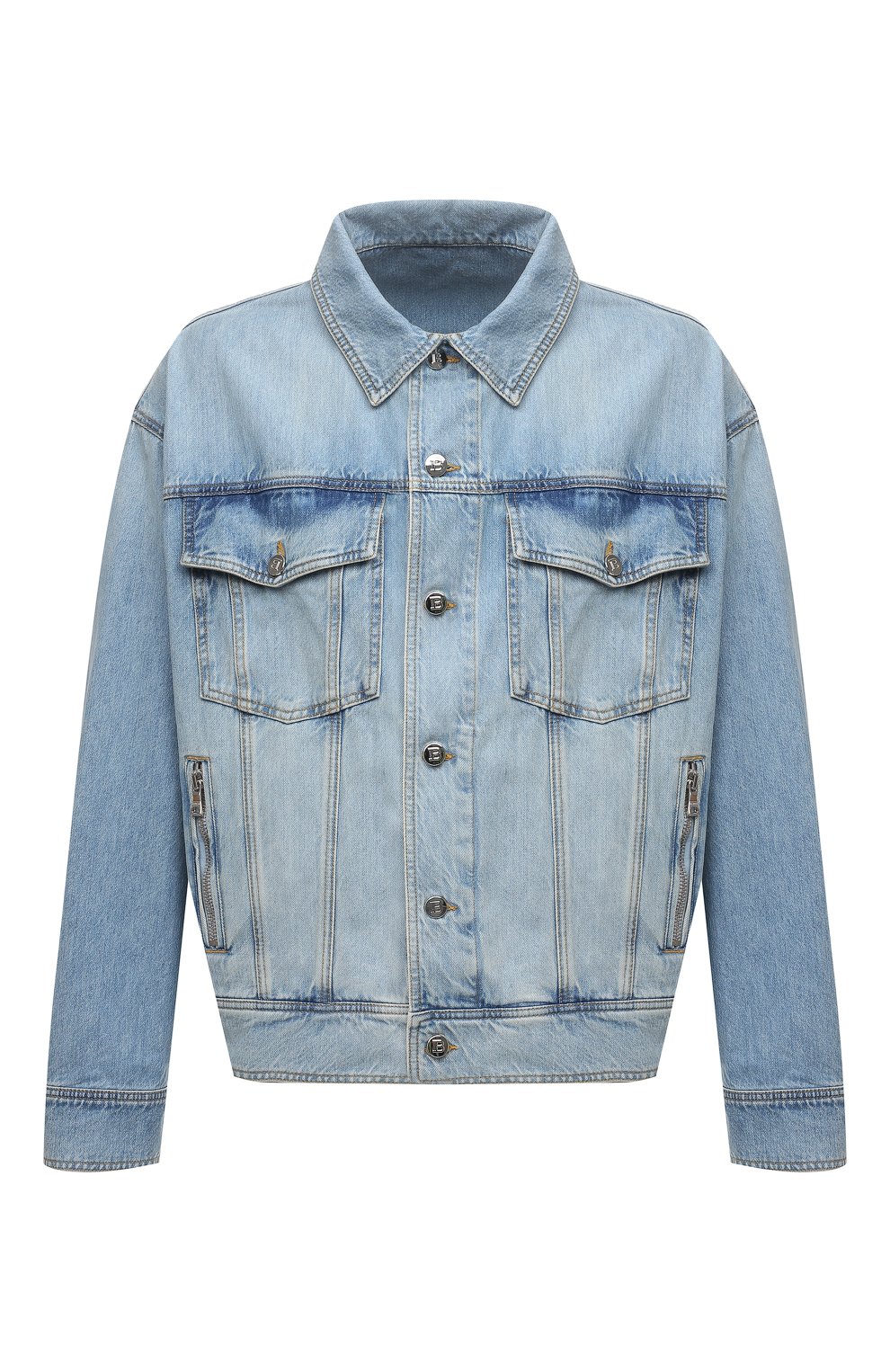 Джинсовая куртка BALMAIN голубого цвета по цене 156000 руб., арт. XH1TC145/DB53, фото 1 Джинсовая куртка BALMAIN, арт. XH1TC145/DB53, фото 1