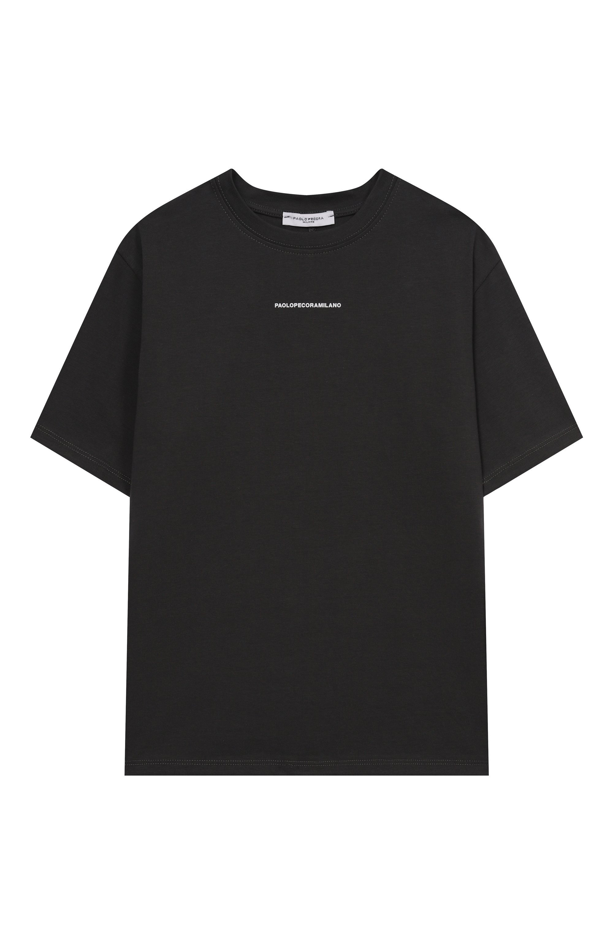 Хлопковая футболка PAOLO PECORA MILANO темно-серого цвета по цене 6995 руб., арт. PP4139/14-16, фото 1 Хлопковая футболка PAOLO PECORA MILANO, арт. PP4139/14-16, фото 1
