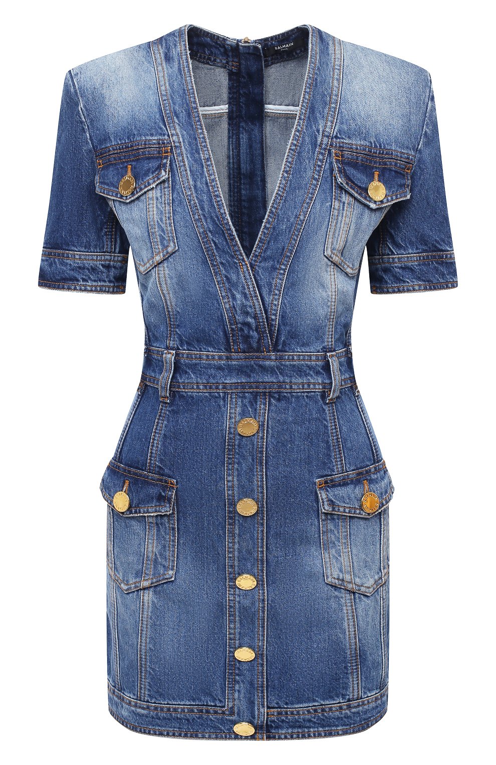 Джинсовое платье BALMAIN синего цвета по цене 190500 руб., арт. UF16132/D057, фото 1 Джинсовое платье BALMAIN, арт. UF16132/D057, фото 1