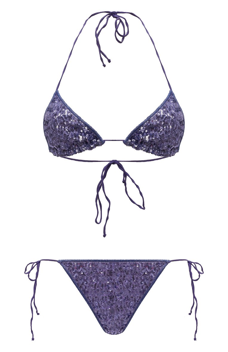 Женский раздельный купальник OSEREE сиреневого цвета, арт. PTF213/SEQUINS/LAVENDER | Фото 1 (Материал внешний: Синтетический материал; Женское Кросс-КТ: Раздельные купальники; Нос: Не проставлено)