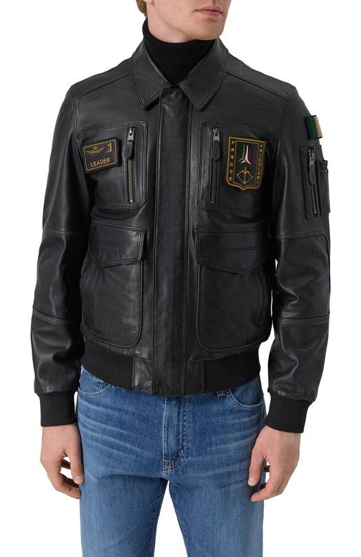 Кожаный бомбер Aeronautica Militare 251PN5046PL265 Чёрный  251PN5046PL265 Фото 3