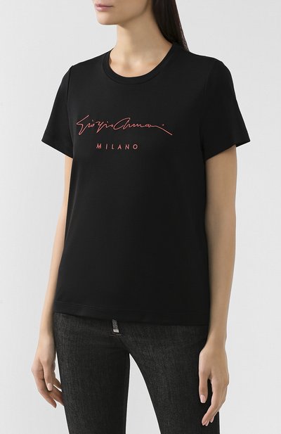 Хлопковая футболка GIORGIO ARMANI черного цвета по цене 34950 руб., арт. 6GAM90/AJRQZ, фото 3 Хлопковая футболка GIORGIO ARMANI, арт. 6GAM90/AJRQZ, фото 3