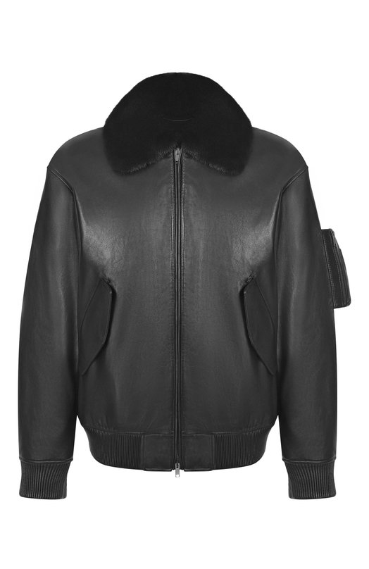 Кожаный бомбер с подкладкой из норки MVST M25.1PM.0004*/BIG SIZE/PL0NGE Чёрный M25.1PM.0004*/BIG SIZE/PL0NGE