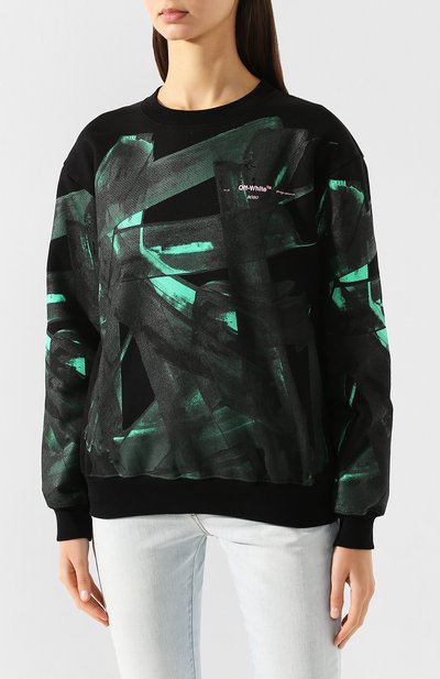 Хлопковый свитшот OFF-WHITE зеленого цвета по цене 56650 руб., арт. 0WBA046R20F301271040, фото 3 Хлопковый свитшот OFF-WHITE, арт. 0WBA046R20F301271040, фото 3