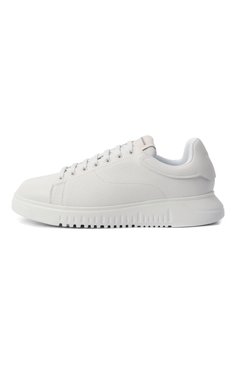 Мужские кожаные кеды EMPORIO ARMANI белого цвета, арт. X4X264/XF768 | Фото 4 (Драгоценные камни: Проставлено; Подошва: Массивная; Материал внутренний: Текстиль; Материал сплава: Проставлено; Стили: Классический; Материал внешний: Натуральная кожа; Кросс-КТ: Низкие)