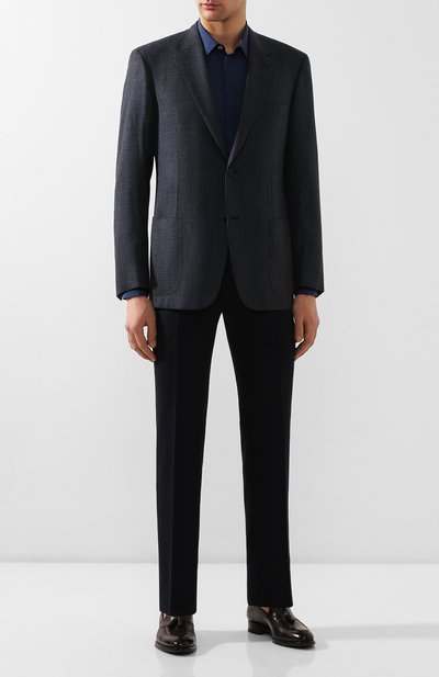 Сорочка из смеси шелка и хлопка ZEGNA синего цвета по цене 59950 руб., арт. 701401/9YC0CA, фото 2 Сорочка из смеси шелка и хлопка ZEGNA, арт. 701401/9YC0CA, фото 2