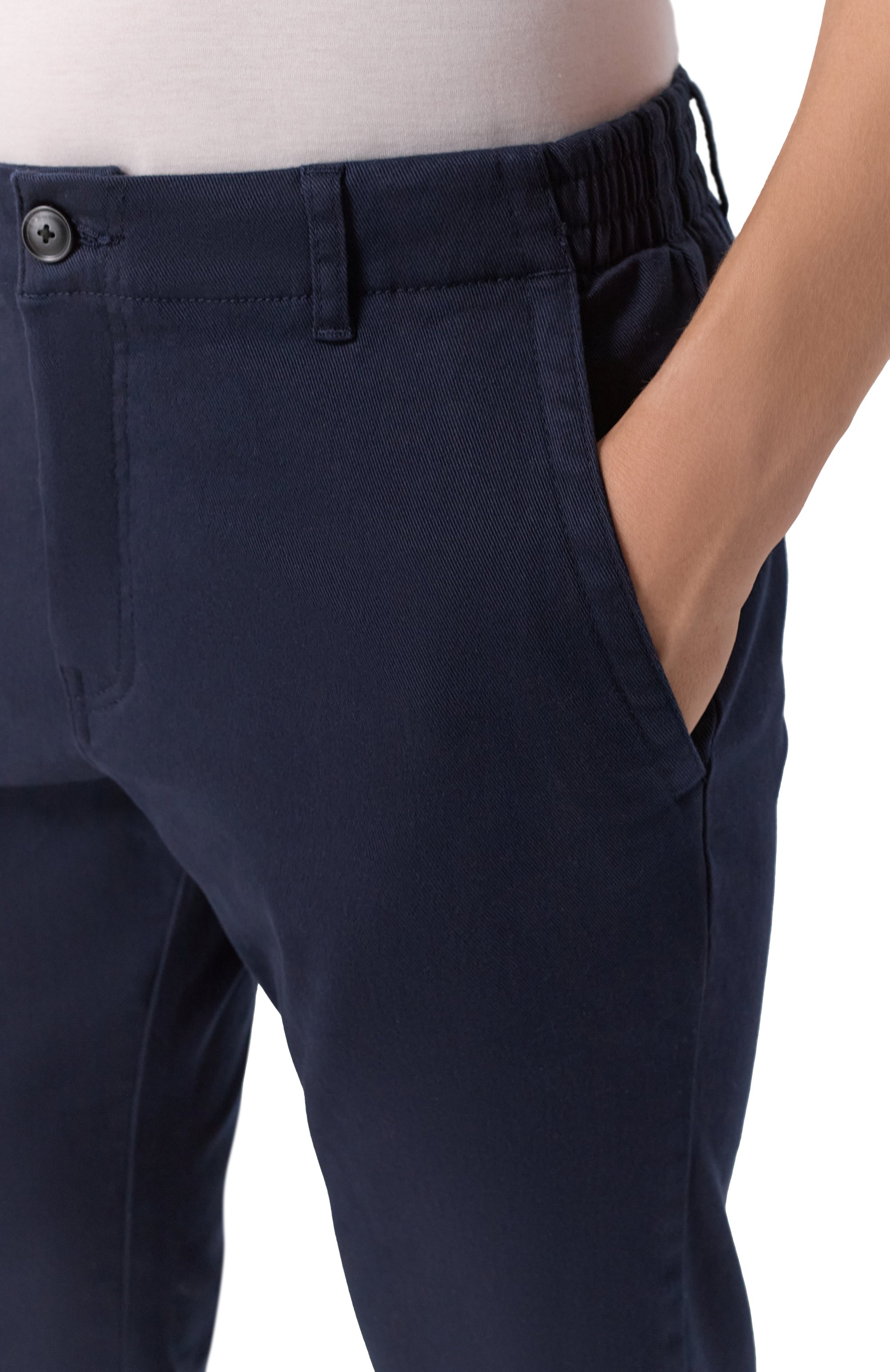 Брюки из хлопка и лиоцелла BOSS ORANGE темно-синего цвета по цене 17950 руб., арт. 50542986, фото 5 Брюки из хлопка и лиоцелла BOSS ORANGE, арт. 50542986, фото 5