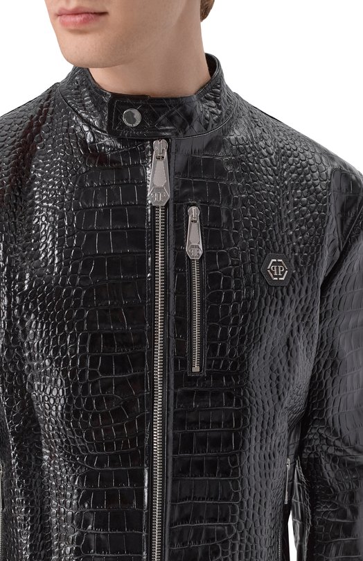 Кожаная куртка Philipp Plein SAFC MLB2035 PLE010N Чёрный  SAFC MLB2035 PLE010N Фото 5