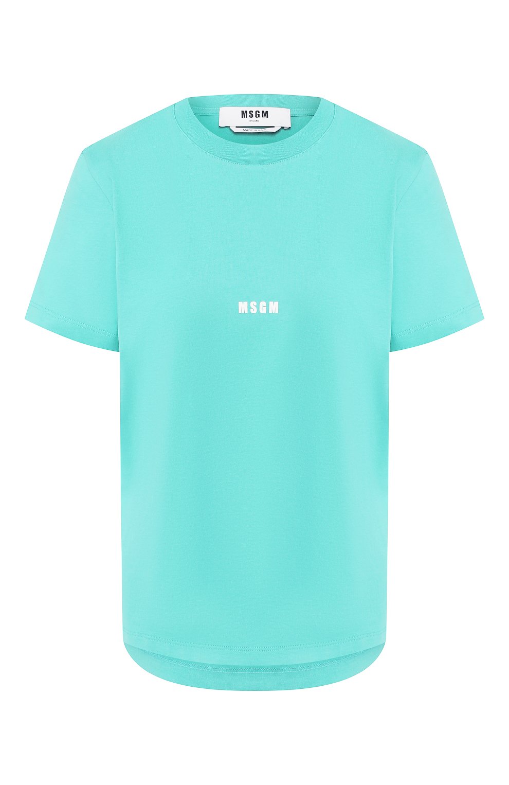 Хлопковая футболка MSGM светло-зеленого цвета по цене 9350 руб., арт. 2841MDM225 207298, фото 1 Хлопковая футболка MSGM, арт. 2841MDM225 207298, фото 1
