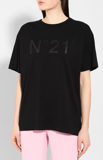 Хлопковая футболка N21 черного цвета по цене 14500 руб., арт. 20E N2M0/F061/6314, фото 3 Хлопковая футболка N21, арт. 20E N2M0/F061/6314, фото 3