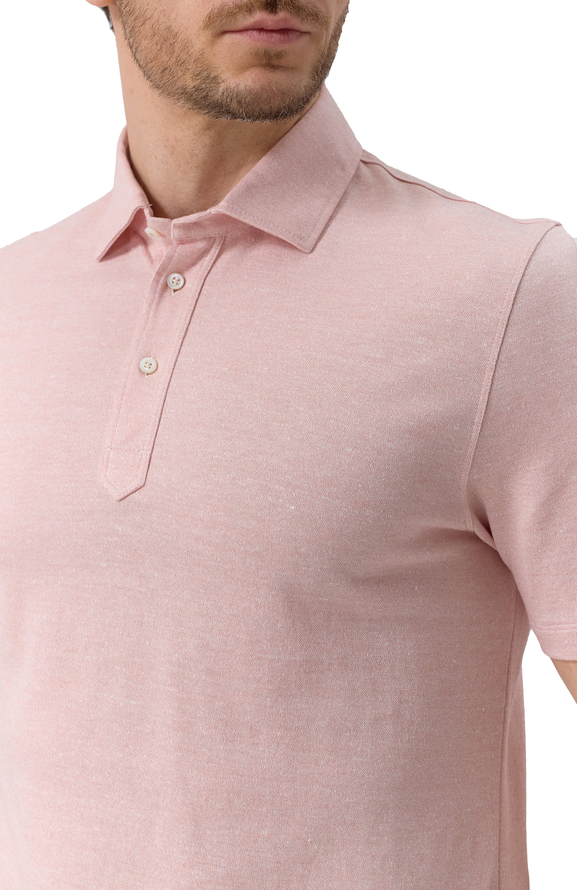 Поло из хлопка и льна BRUNELLO CUCINELLI розового цвета по цене 99500 руб., арт. MW8623936, фото 5 Поло из хлопка и льна BRUNELLO CUCINELLI, арт. MW8623936, фото 5