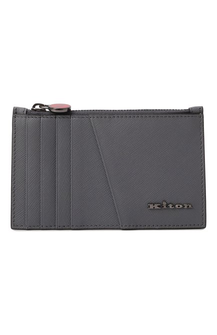 Мужской кожаный футляр для кредитных карт KITON серого цвета, арт. UPEA009N0122807 | Фото 1 (Нос: Не проставлено; Материал сплава: Проставлено; Материал: Натуральная кожа)