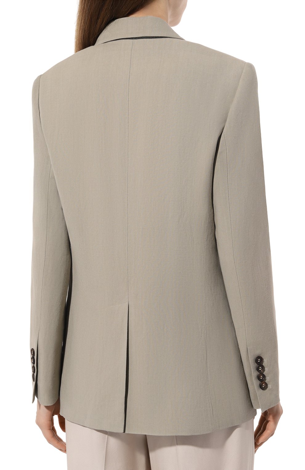Жакет из вискозы и льна BRUNELLO CUCINELLI бежевого цвета по цене 343500 руб., арт. MH1262215, фото 4 Жакет из вискозы и льна BRUNELLO CUCINELLI, арт. MH1262215, фото 4