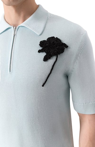 Поло из хлопка и льна JIL SANDER голубого цвета по цене 149000 руб., арт. J21GL0114-J18341, фото 5 Поло из хлопка и льна JIL SANDER, арт. J21GL0114-J18341, фото 5