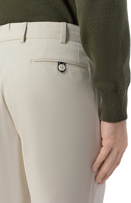 Хлопковые брюки Brioni RPCW0L/PD023 Кремовый  RPCW0L/PD023 Фото 5