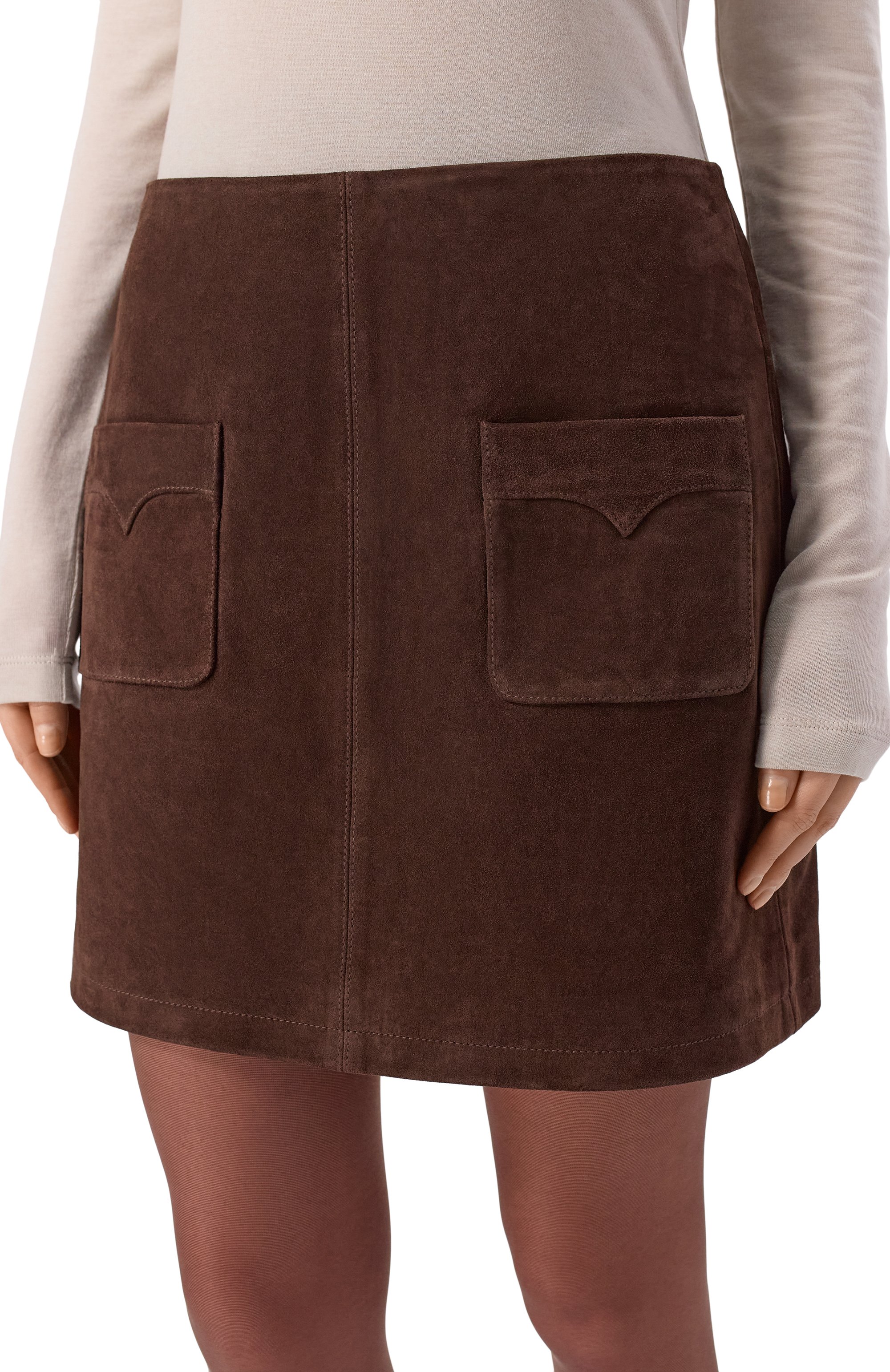 Замшевая юбка ZADIG AND VOLTAIRE темно-коричневого цвета по цене 63600 руб., арт. RWSK01066, фото 5 Замшевая юбка ZADIG AND VOLTAIRE, арт. RWSK01066, фото 5