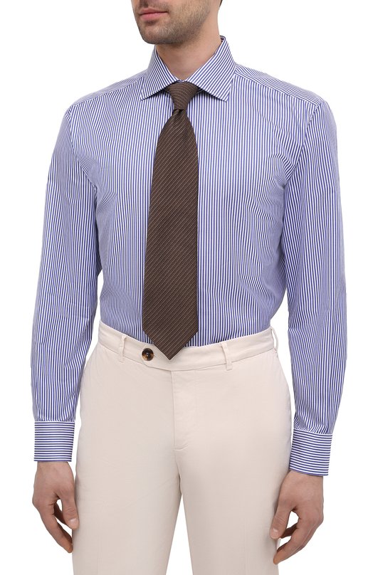 Хлопковая сорочка Brioni RCA10N/P004T Синий  RCA10N/P004T Фото 4