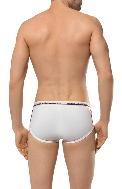 Хлопковые брифы DOLCE & GABBANA белого цвета по цене 10400 руб., арт. M3E07J/0UAIG, фото 3 Хлопковые брифы DOLCE & GABBANA, арт. M3E07J/0UAIG, фото 3