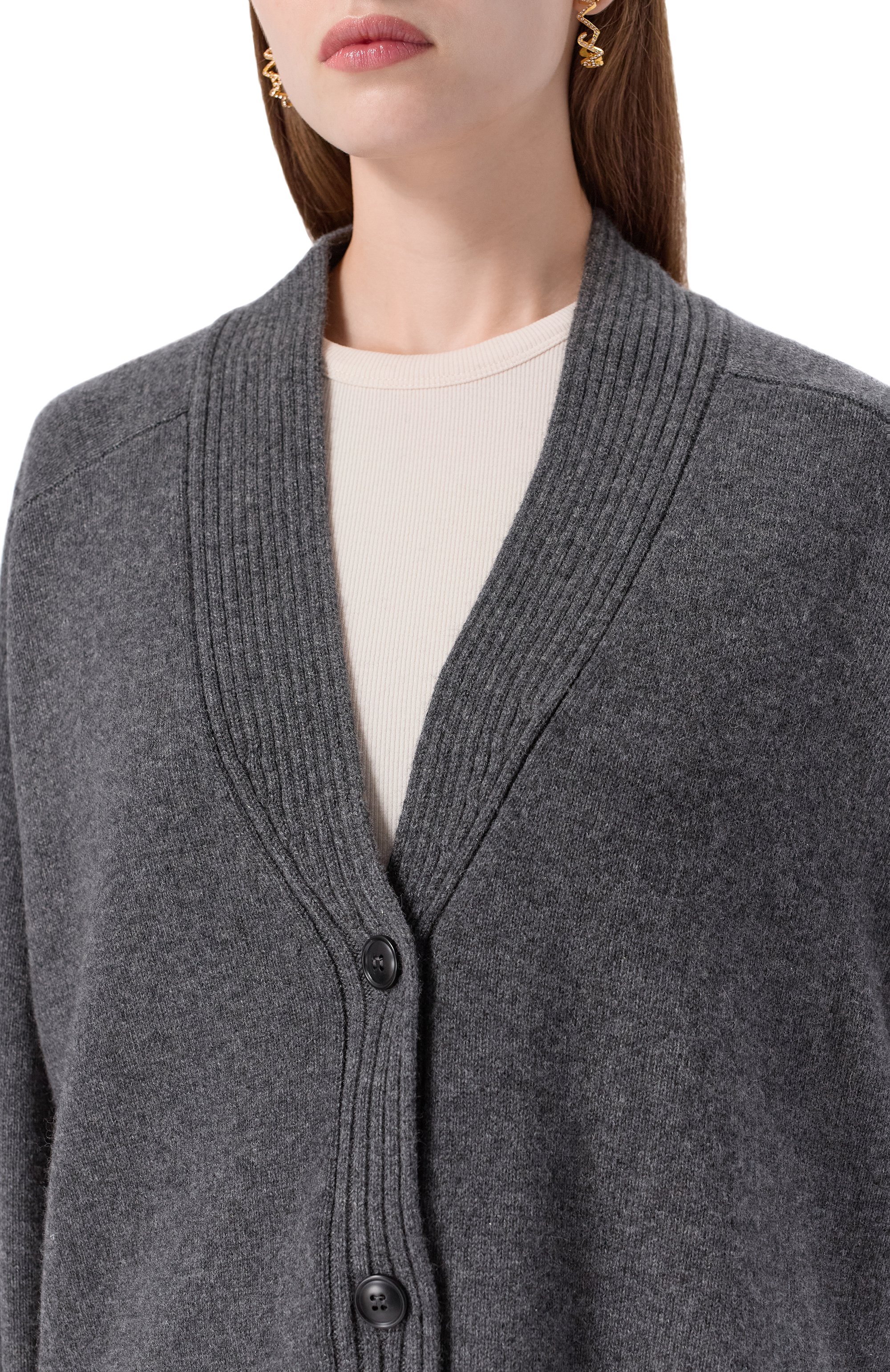 Кашемировый кардиган LOULOU DE SAISON серого цвета по цене 69900 руб., арт. KAIA LDS, фото 5 Кашемировый кардиган LOULOU DE SAISON, арт. KAIA LDS, фото 5