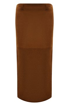 Женская замшевая юбка MIU MIU коричневого цвета, арт. MPD702-104R-F0401 | Фото 1 (Длина Ж (юбки, платья, шорты): Миди; Материал внешний: Натуральная кожа, Замша; Стили: Гламурный; Женское Кросс-КТ: Юбка-одежда)