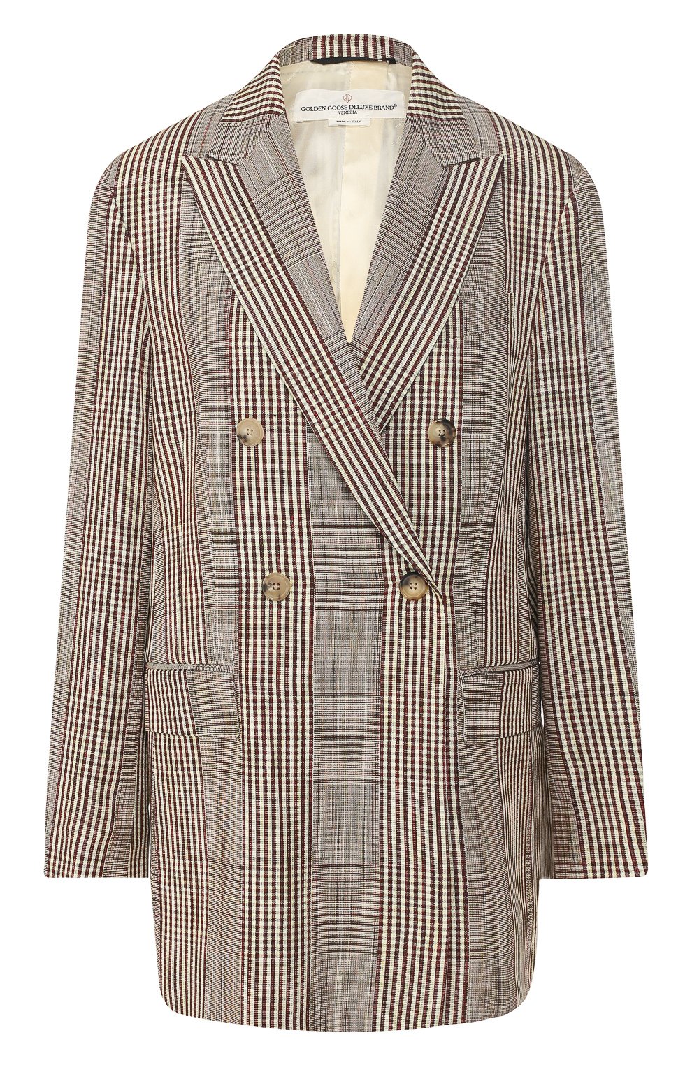Двубортный жакет GOLDEN GOOSE DELUXE BRAND бежевого цвета по цене 83150 руб., арт. G34WP065.A1, фото 1 Двубортный жакет GOLDEN GOOSE DELUXE BRAND, арт. G34WP065.A1, фото 1