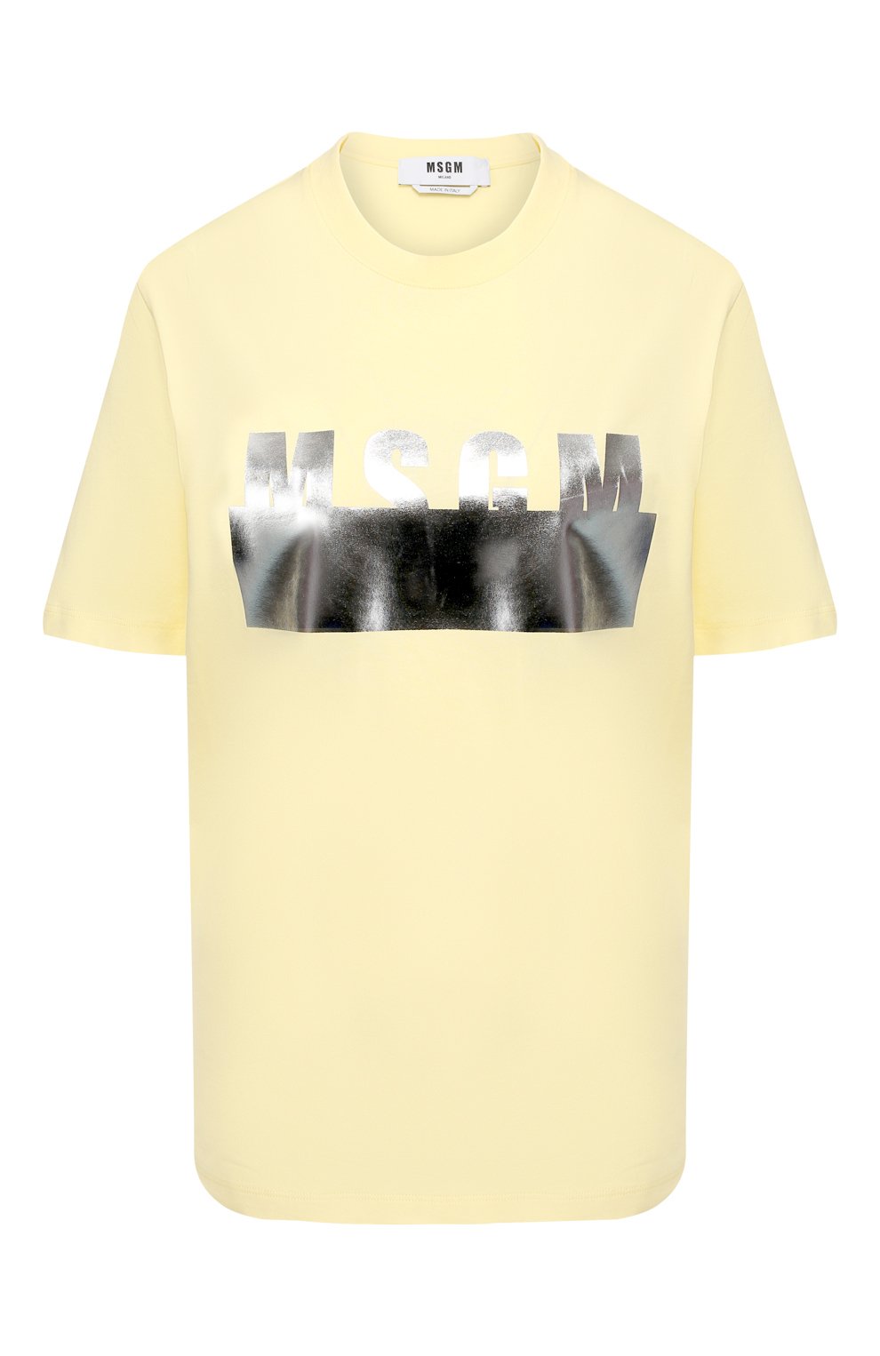 Хлопковая футболка MSGM желтого цвета по цене 8665 руб., арт. 2842MDM180 207498, фото 1 Хлопковая футболка MSGM, арт. 2842MDM180 207498, фото 1