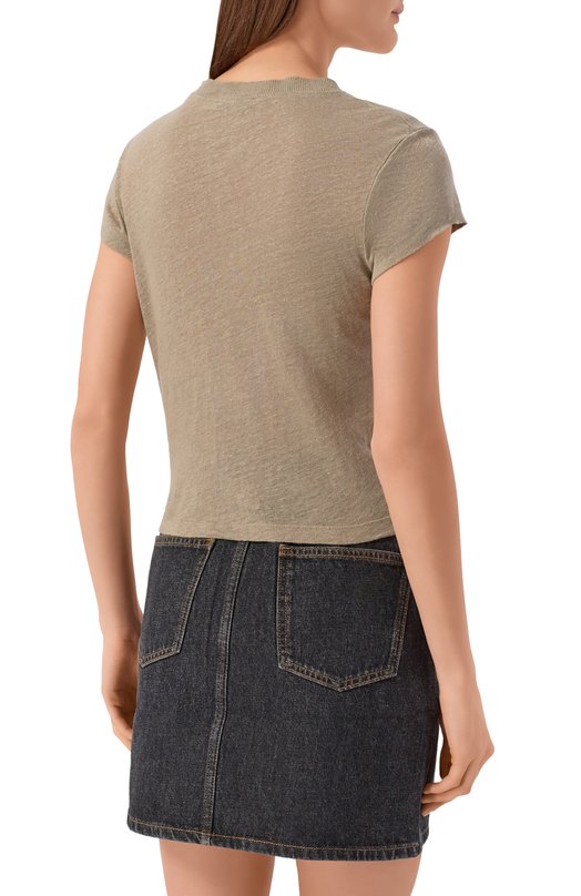 Льняная футболка Iro WM19SYBEL Хаки  WM19SYBEL Фото 4