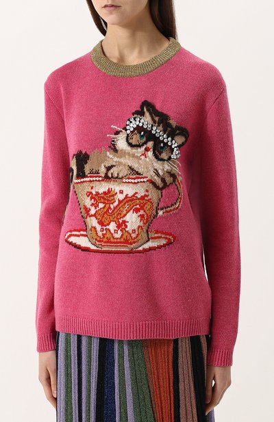 Шерстяной пуловер прямого кроя с круглым вырезом GUCCI, арт. 503897/X9Q11, фото 3