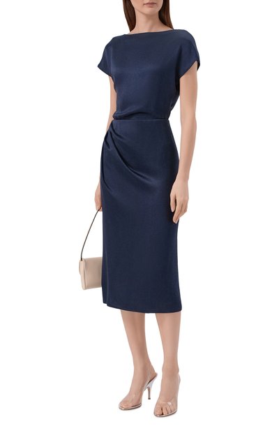 Платье из вискозы и шелка GIORGIO ARMANI темно-синего цвета по цене 287000 руб., арт. GW003485/TE22830, фото 2 Платье из вискозы и шелка GIORGIO ARMANI, арт. GW003485/TE22830, фото 2
