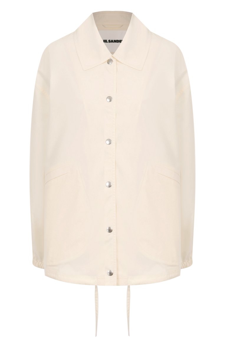 Женская хлопковая куртка JIL SANDER кремового цвета, арт. J04AM0001-J45026 | Фото 1 (Материал внешний: Хлопок; Рукава: Длинные; Длина (верхняя одежда): Короткие; Кросс-КТ: Куртка, Легкие; Стили: Минимализм)
