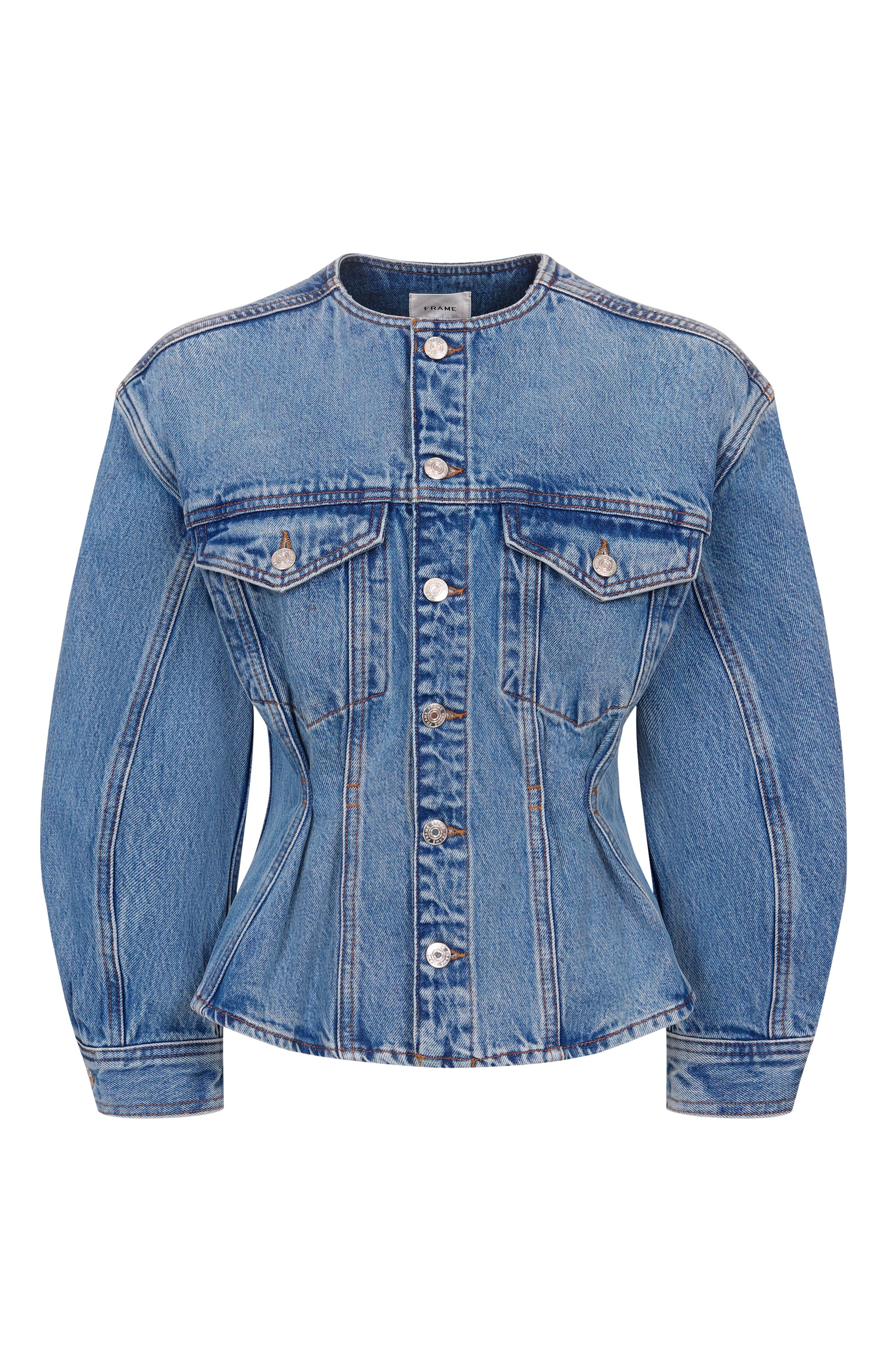 Джинсовая куртка the nipped collarless FRAME DENIM, арт. 8039210/THE NIPPED C0LLARLESS JACKET, фото 1