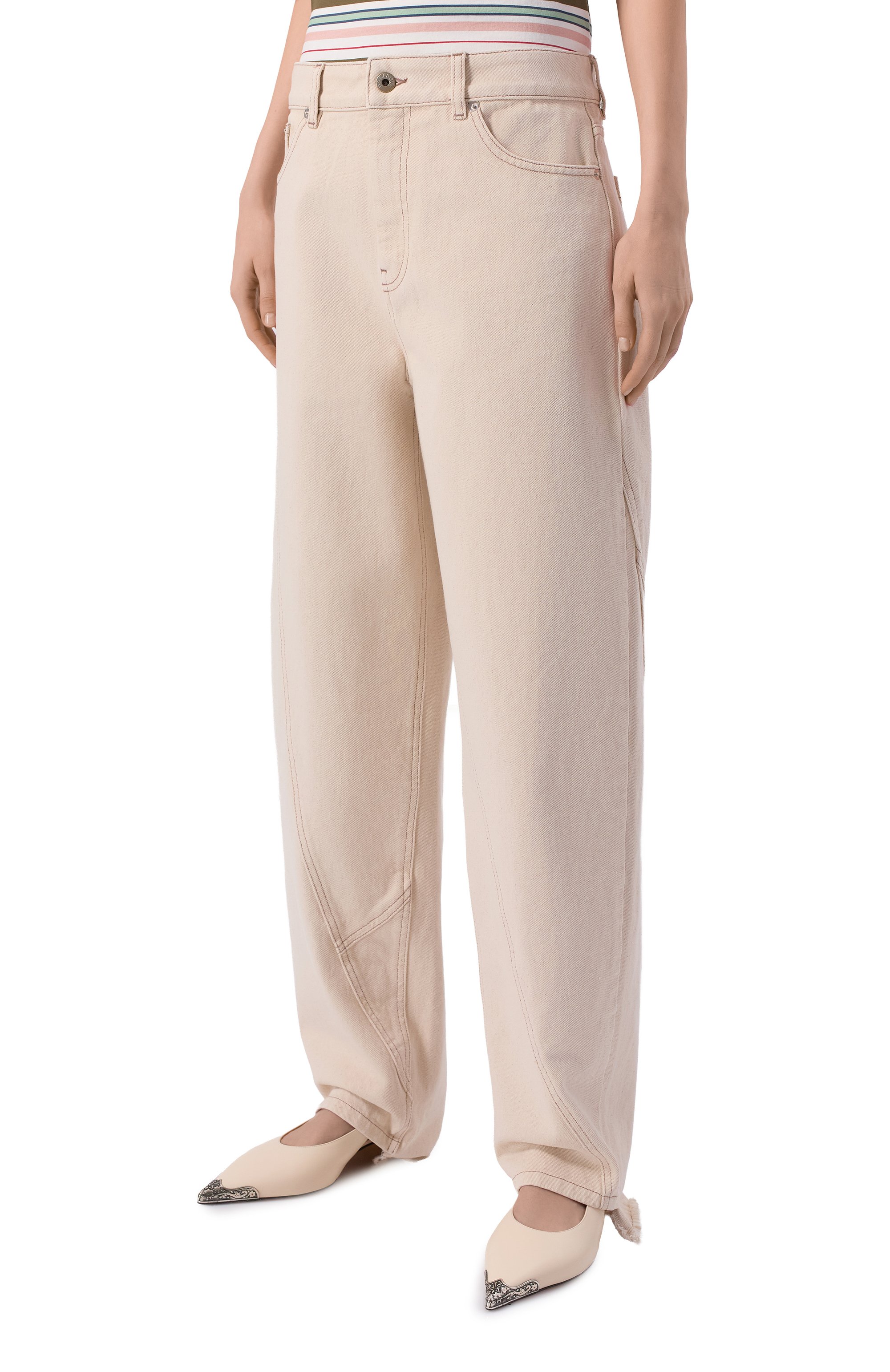 Джинсы HALFBOY кремового цвета по цене 57900 руб., арт. HS261WP049 DM013/B0YFRIEND JEANS, фото 3 Джинсы HALFBOY, арт. HS261WP049 DM013/B0YFRIEND JEANS, фото 3