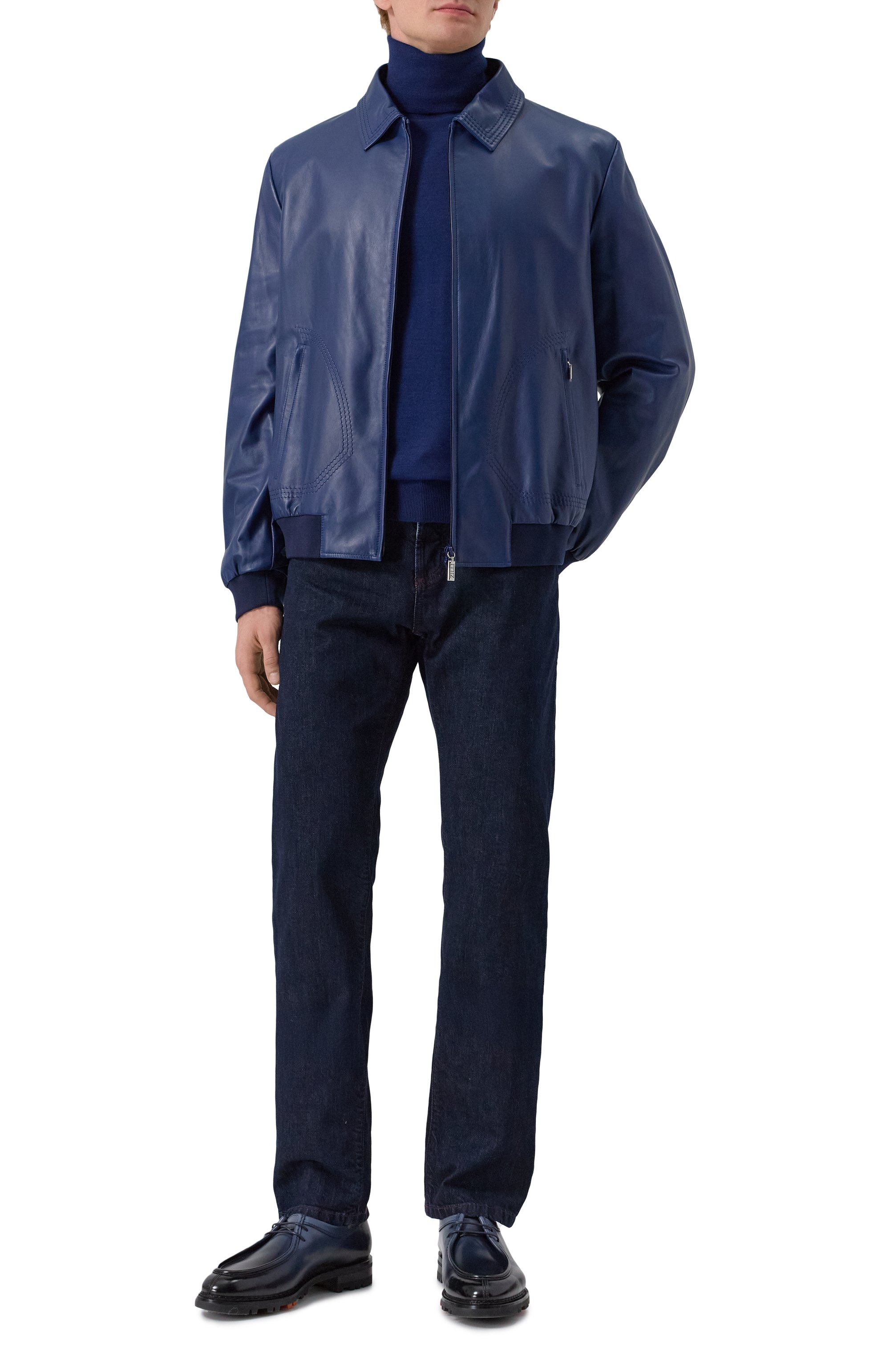 Кожаный бомбер ZILLI синего цвета по цене 1070000 руб., арт. A0RYH1M1005VTSU00, фото 2 Кожаный бомбер ZILLI, арт. A0RYH1M1005VTSU00, фото 2