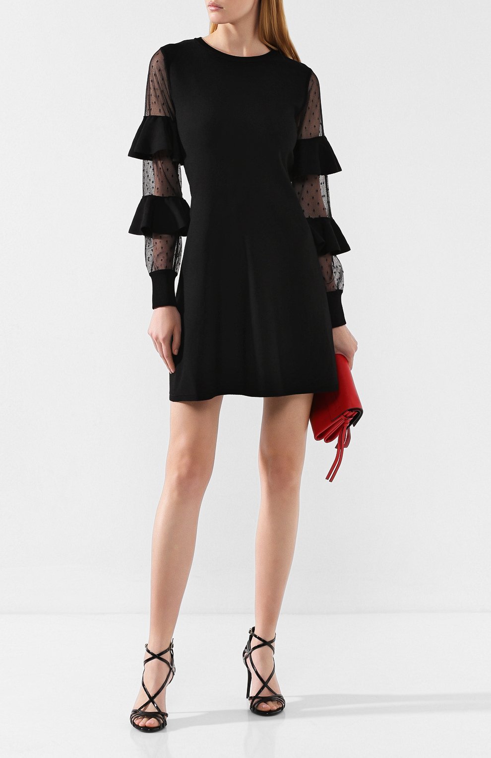 Платье из вискозы REDVALENTINO черного цвета по цене 46850 руб., арт. SR0KDB16/4NW, фото 2 Платье из вискозы REDVALENTINO, арт. SR0KDB16/4NW, фото 2