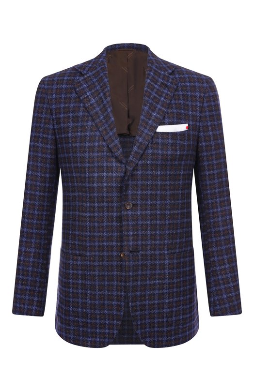 Пиджак из шерсти и шелка Kiton UG81K0128G02/64L-68L Синий UG81K0128G02/64L-68L