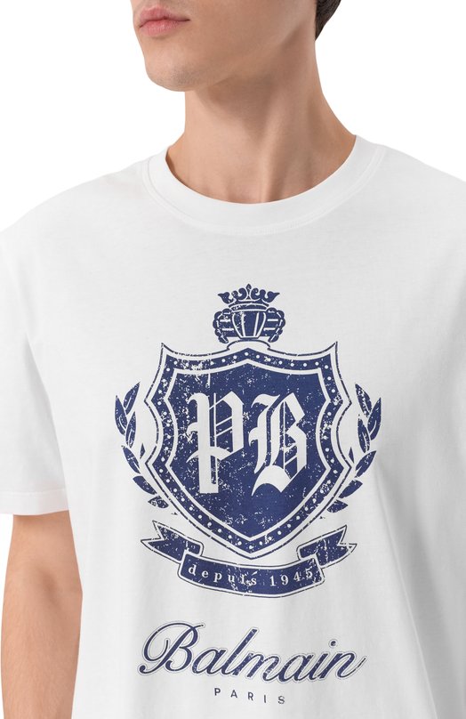 Хлопковая футболка Balmain FH0EG000/GF33 Белый  FH0EG000/GF33 Фото 5