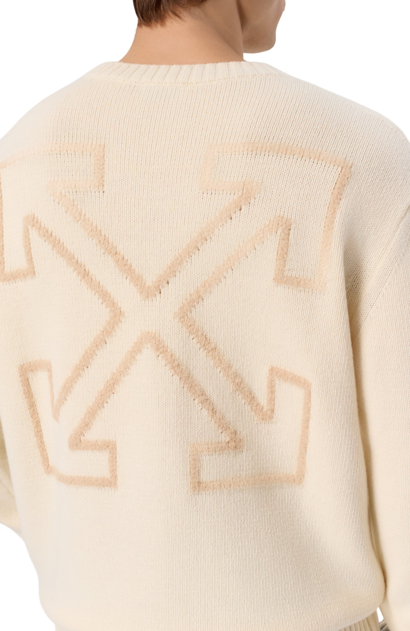 Шерстяной свитер OFF-WHITE кремового цвета по цене 93700 руб., арт. 0MHE087F26KNI0011, фото 5 Шерстяной свитер OFF-WHITE, арт. 0MHE087F26KNI0011, фото 5