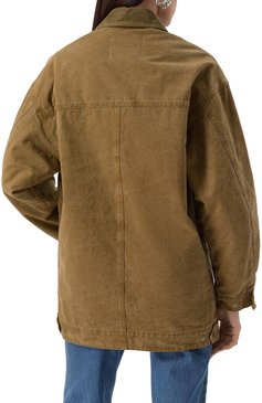 Женская хлопковая куртка ISABEL MARANT ETOILE светло-коричневого цвета, арт. 25PVE0448FA/C1G01E | Фото 4 (Длина (верхняя одежда): До середины бедра; Рукава: Длинные; Материал сплава: Проставлено; Драгоценные камни: Проставлено; Материал подклада: Синтетический материал; Стили: Кэжуэл; Кросс-КТ: Куртка, Легкие; Материал внешний: Хлопок)