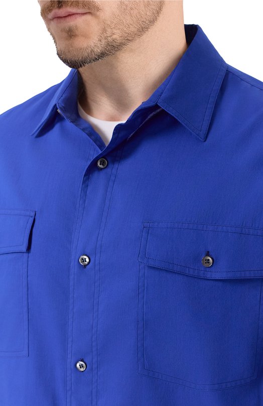 Хлопковая рубашка Giorgio Armani GM001790/TE17713 Синий  GM001790/TE17713 Фото 5
